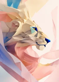 The-lion-is-made-of-fluttering-sheets-of-paper