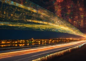 Digital Velocity Over City Lights