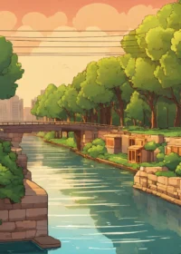 low-wall-and-trees-behind-it-with-a-river-behind