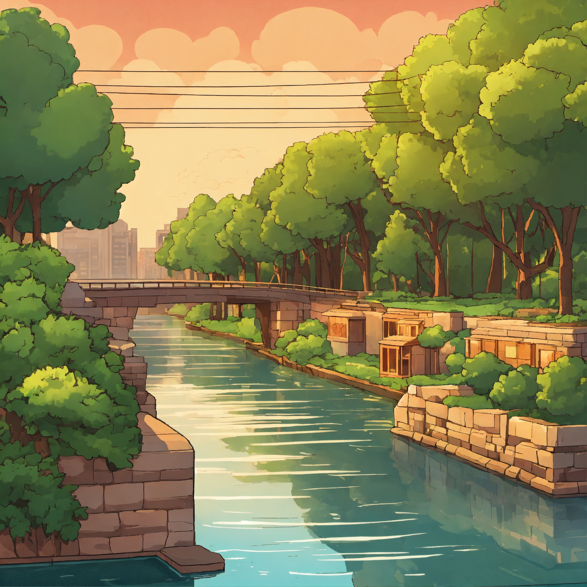 low-wall-and-trees-behind-it-with-a-river-behind